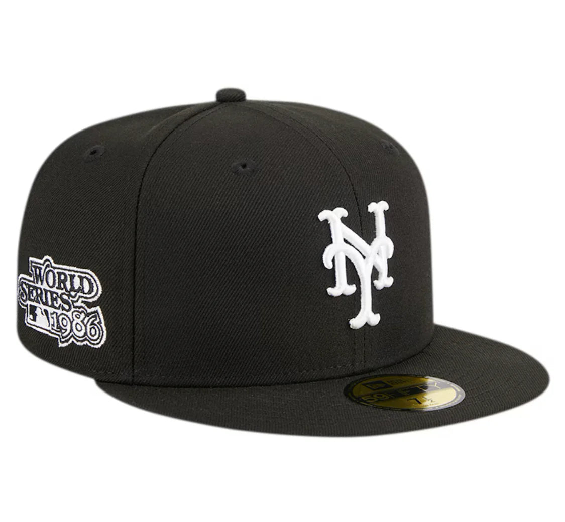 New York Mets 1986 World Series Black New Era 59FIFTY Mens Fitted Hat